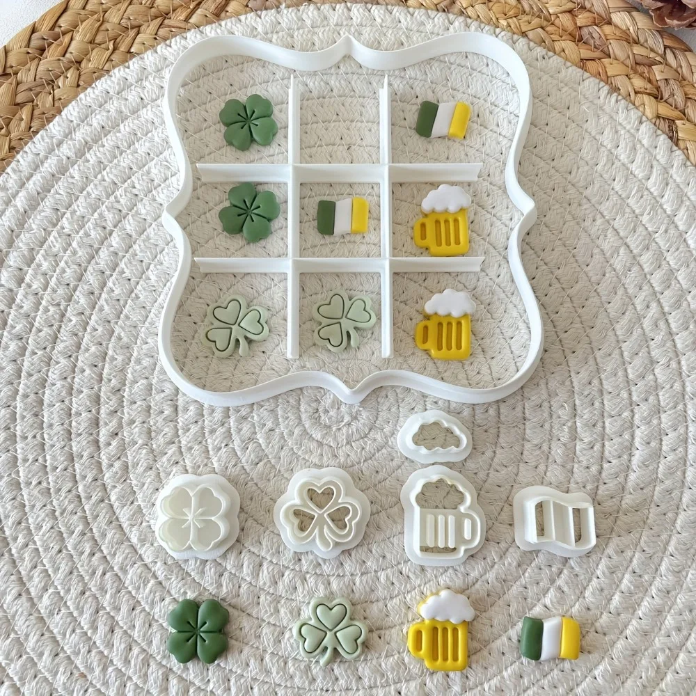 7 Cortadores de Galletas para el Día de San Patricio: Trébol, Jarra de Cerveza, Bandera Irlandesa, Moldes de Arcilla Polimérica para Hornear en Fiestas
