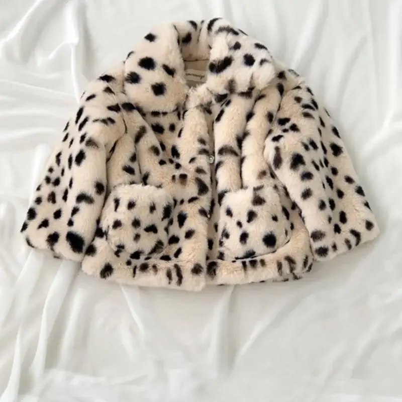 Fashion New Baby Girl Boy Winter Jacket Leopard Faux Fur Thick Infant Toddle Warm Coat Fur Baby Clothes Outwear 1-8Y