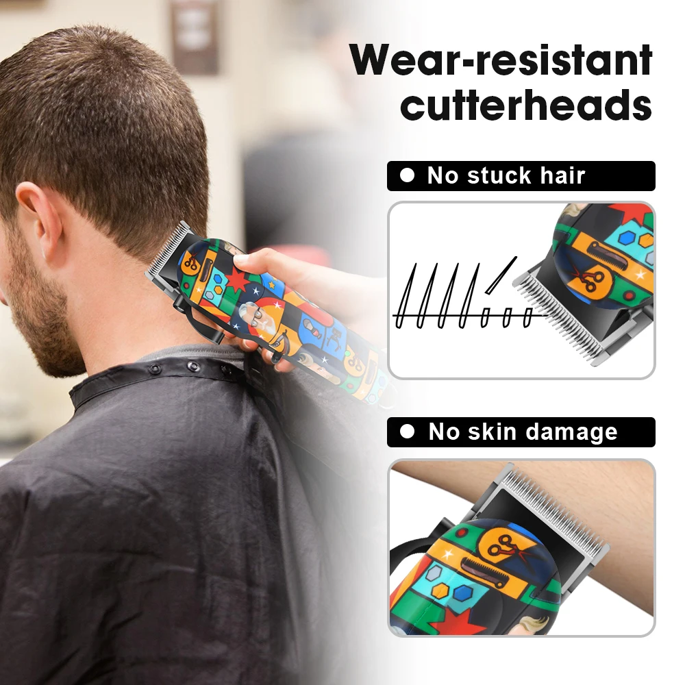 Hiena máquina de cortar cabelo elétrica corte de cabelo maching aparador sem fio masculino profissional máquina recarregável corte de cabelo barbeiro