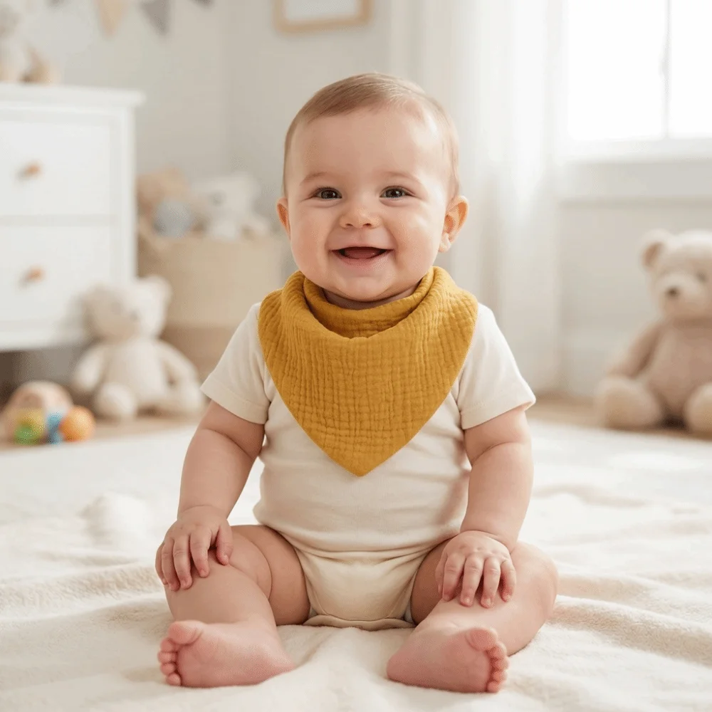 

Cotton Material Newborn Feeding Saliva Towel Soft Absorbent Baby Burp Cloth Triangle Shape Solid Color Drool Bandana Bib