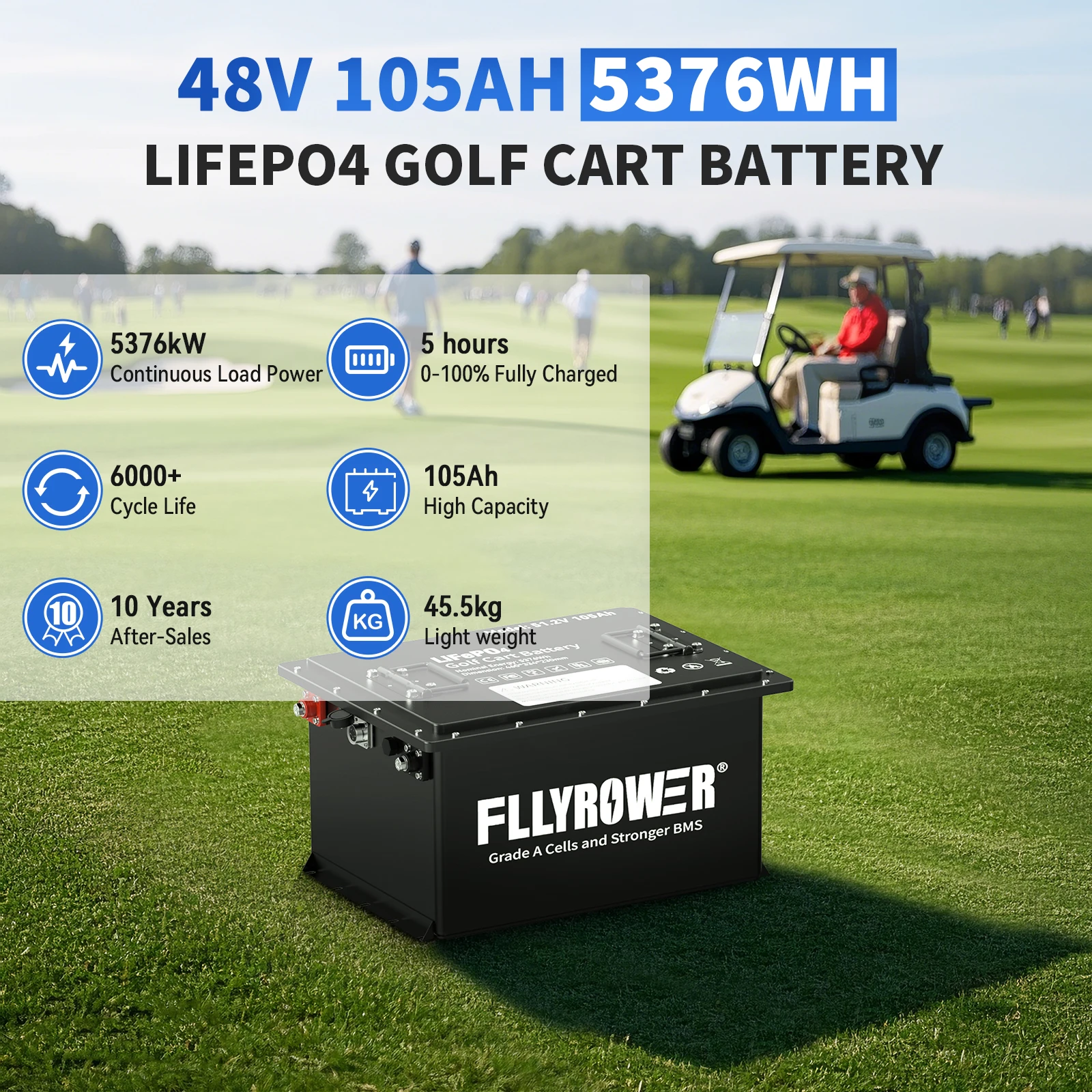 FLLYROWER 48V 105Ah 골프 카트 리튬 L - Lifepo4 Charger 48V 20A 리뷰 및 가격