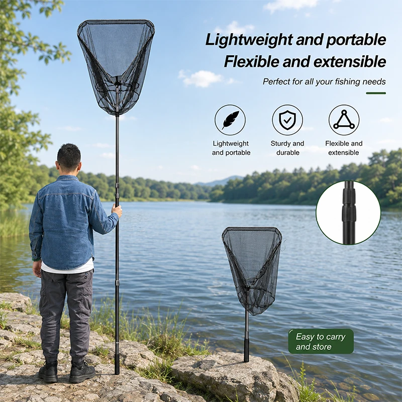 300cm Telescopic Fishing Landing Net with Rubber Mesh, Lightweight Aluminum Pole, Deep Fish-Friendly Net - view 5