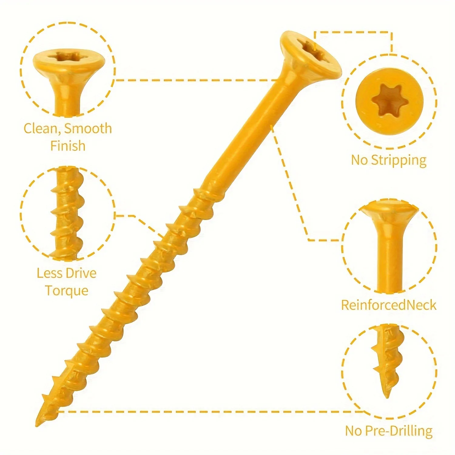Picture 4: 100/120/200Pcs Coarse Thread Deck Self Drilling Screws Star Flat Head Rust Resistant Wood Fasteners Repair Tools  #8 #9 #10