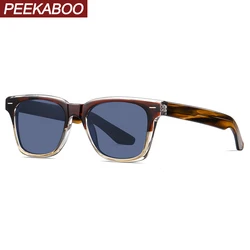 Peekaboo square frame sunglasses polarized men acetate uv400 tr90 glasses for women black grey classic unisex summer 2024
