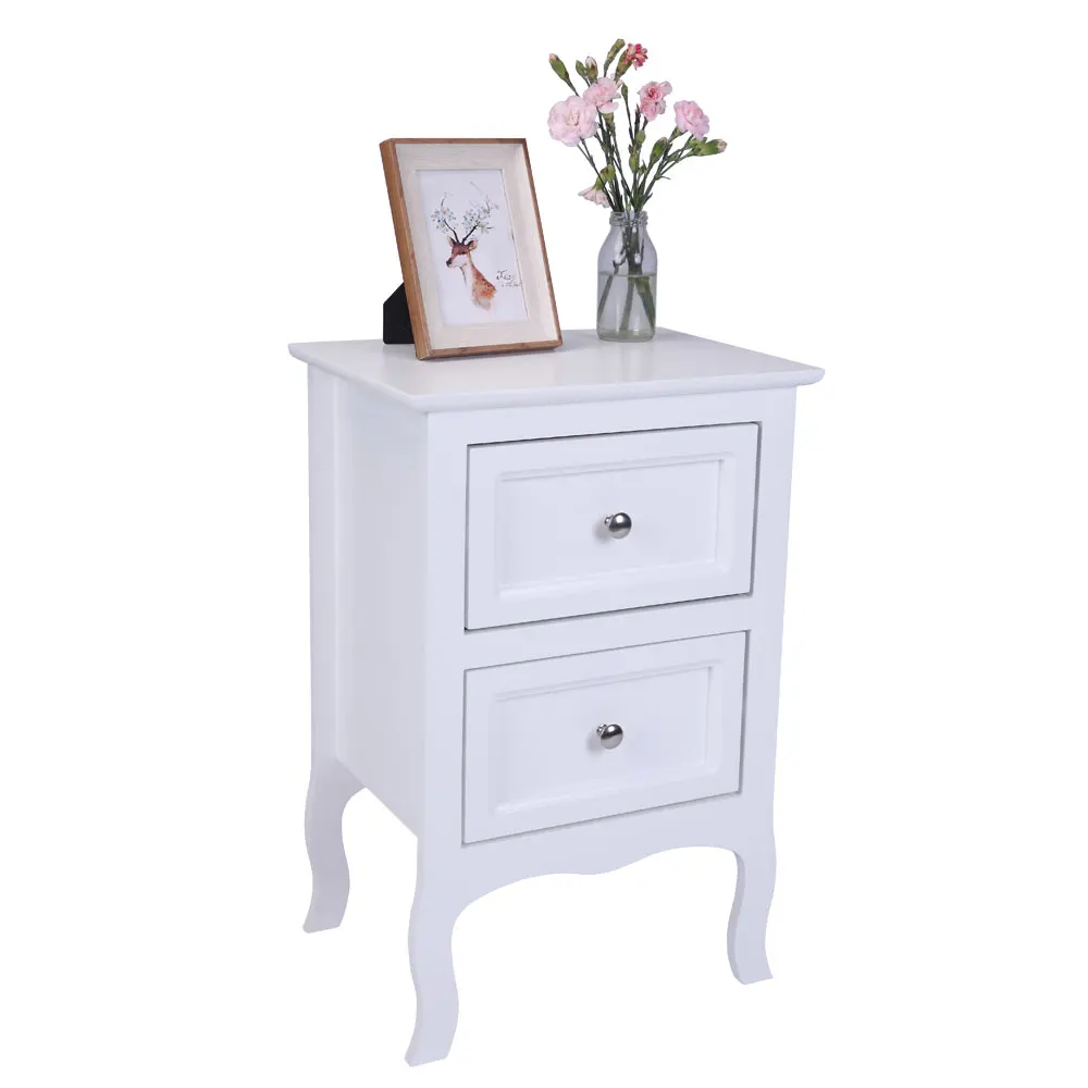 

Country Style Two-Tier Night Table Large Size White