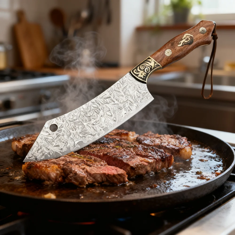 

6,8-дюймовый нож Кирицуке, лезвие из дамасской стали, нож шеф-повара, нож для нарезки мяса, овощей, кухонный нож, медная декоративная деревянная ручка