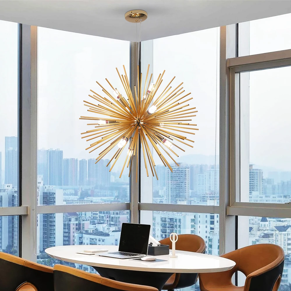 Modern Aluminum Dandelion Pendant Light Sputnik Hedgehog Led Ceiling Lamp Chandelier Nordic Decor Living Dining Room Fixture