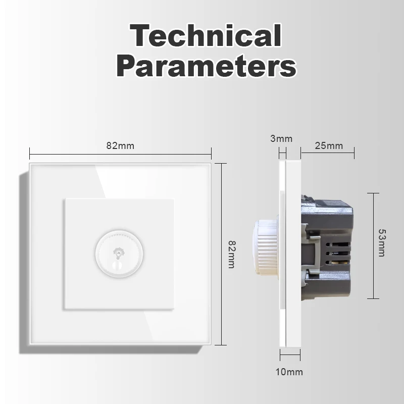 EU dimmer is suitable for dimmable led lamp/incandescent lamp glass panel wall lamp switch 3 brightness 15W-300w adjustable