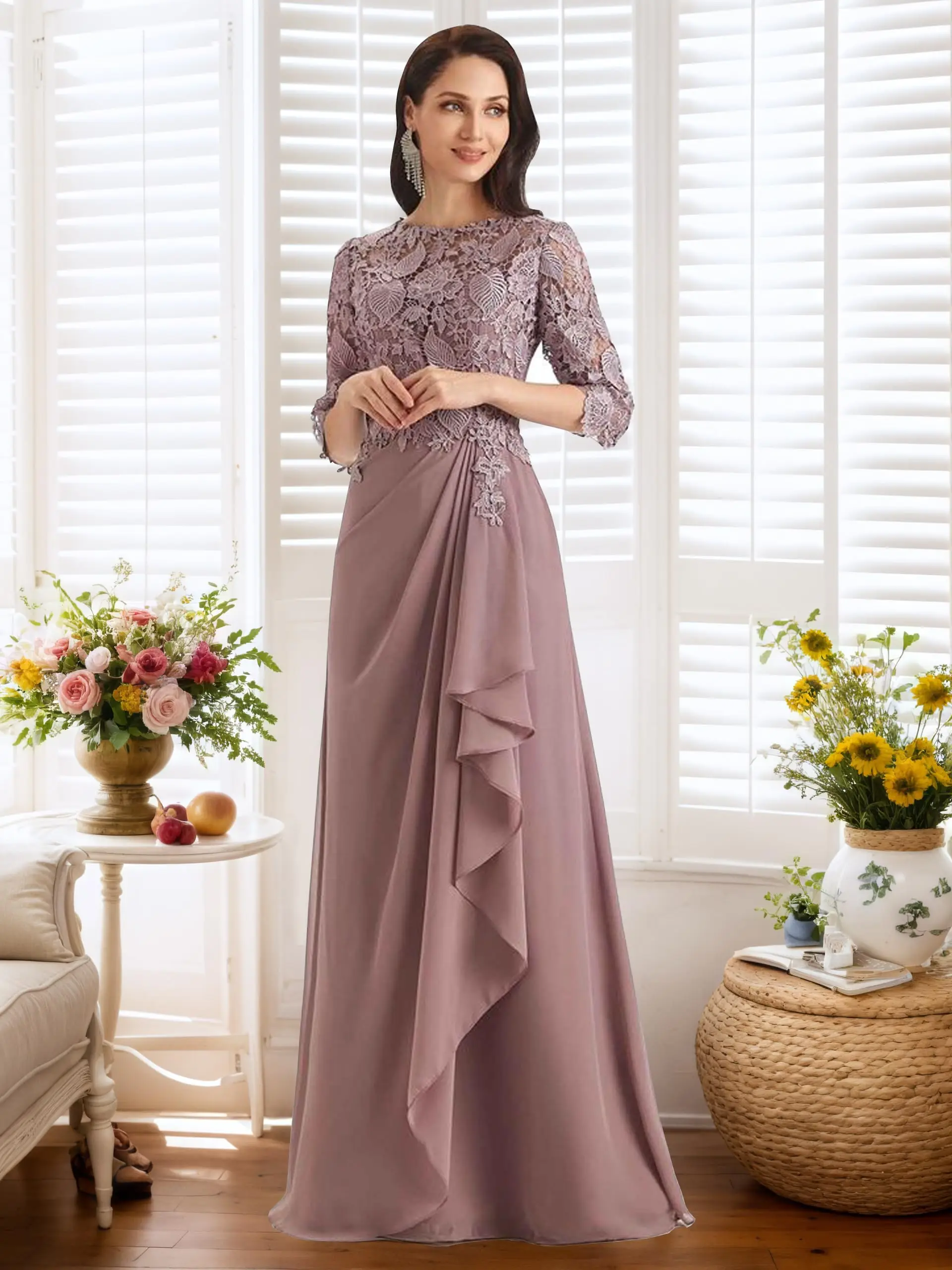 

3/4 Sleeves Lace Mother of The Groom Dresses Long Mother of The Groom Dress