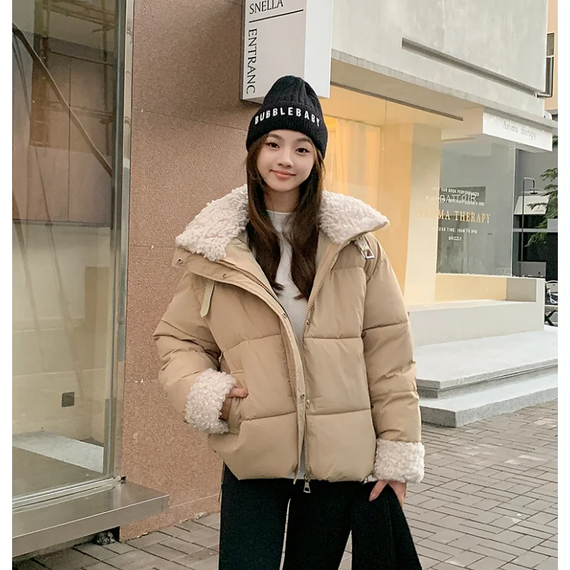 Women Khaki Stand Collar Down Jacket Coat Fashion Windproof Thicken Chic Top Duck Down 2023 NEW Female Black Winter Outwear