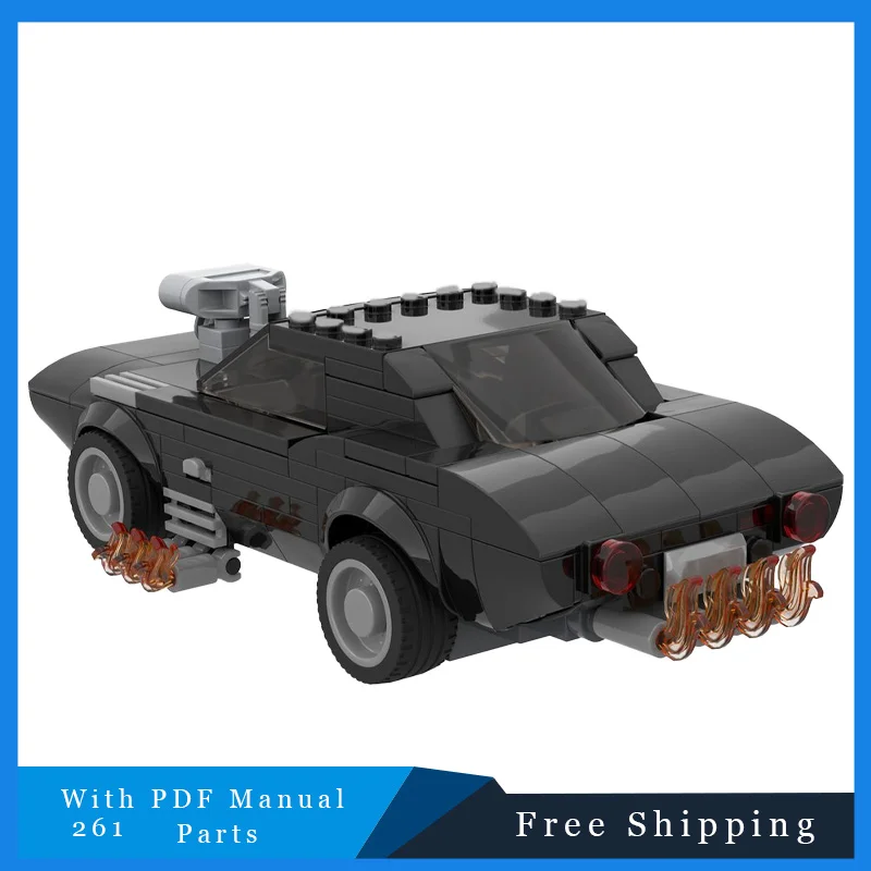 261 قطعة سيارة العضلات السوداء المتطرفة ذات السرعة الشديدة نموذج اللبنات لتعليم الأطفال لتقوم بها بنفسك تجميع عرض لعبة هدايا عيد الميلاد