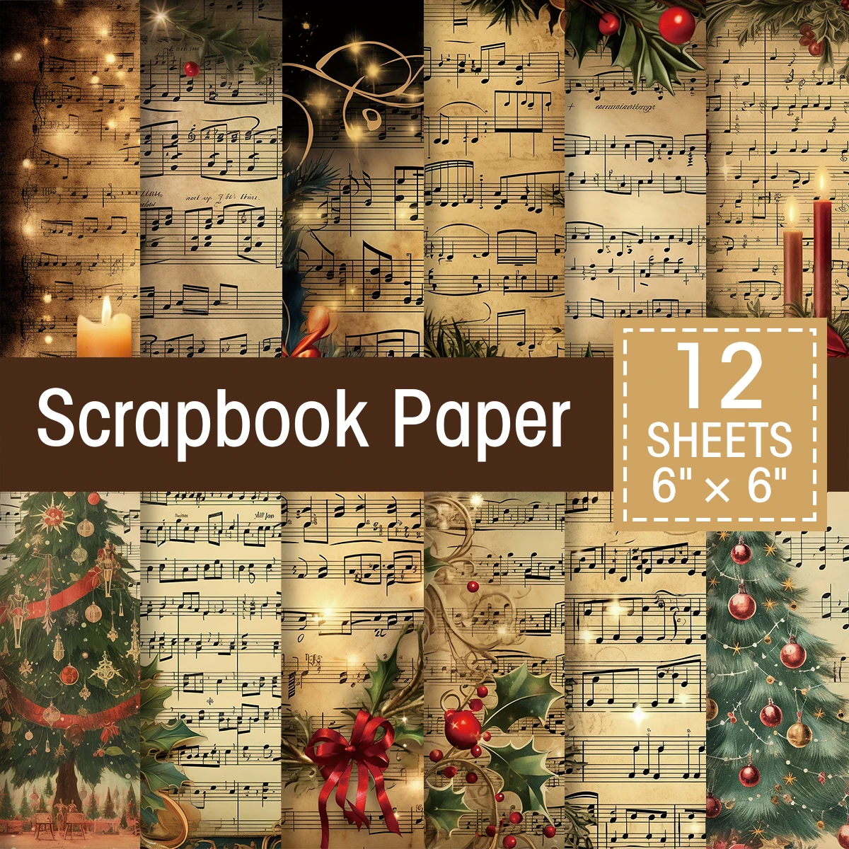 12 stücke Vintage Weihnachts blatt Musik Sammelalbum Papier für Collage,Scrap booking, Junk Journal ing,DIY Handwerk, Weihnachts schmuck