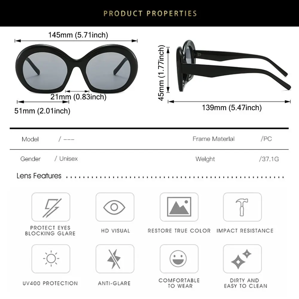 Vintage Big Round Sunglasses Women Brown Gradient Oversized Sun Glasses Female Fashion Luxury Brand Designer Mirror Clear Shades