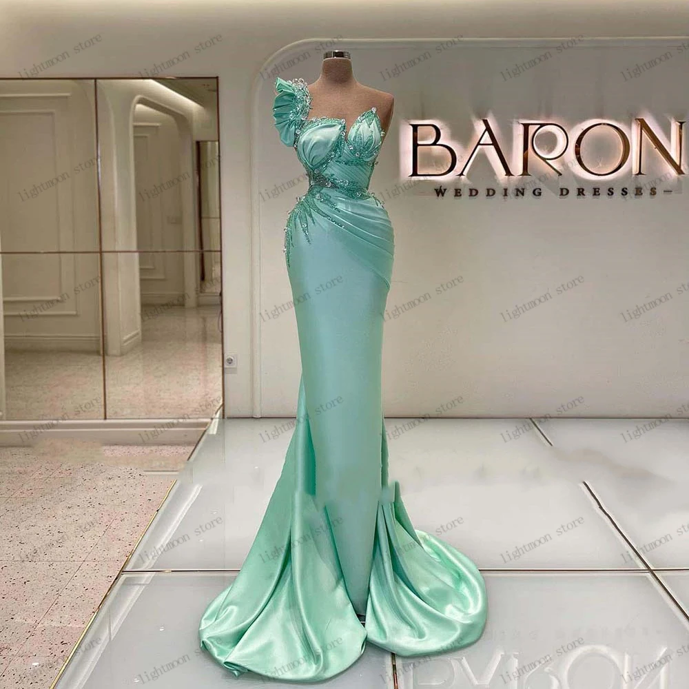 

Charming Evening Dresses Satin Prom Dress Beading Appliques Sleeveless Backless Sheath Mermaid Vintage Vestidos De Noche 2024