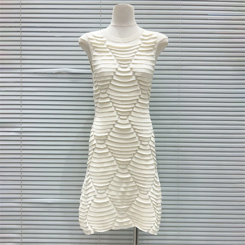 2026 Autumn New Women's RoundNeck Fish Scale Heavy-Duty Sleeveless Dress Y2K High-Quality Fashion HighStreet Slim Fit Vest Dress