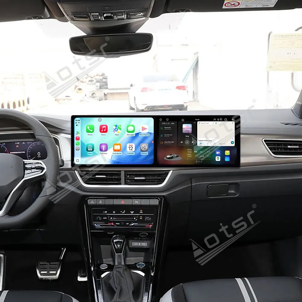 المزدوج 10.1 بوصة السيارات carplay أندرويد 15.0 لفولكس واجن T-Roc 2023 - 2024 راديو السيارة مشغل وسائط متعددة نظام تحديد المواقع ستيريو اللمس رئيس وحدة