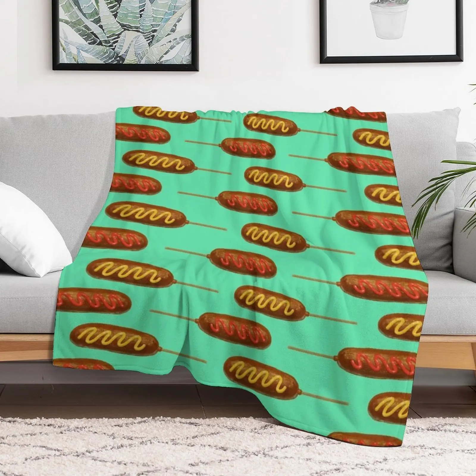 Corn Dogs Throw Blanket Softest Bed anime Blankets