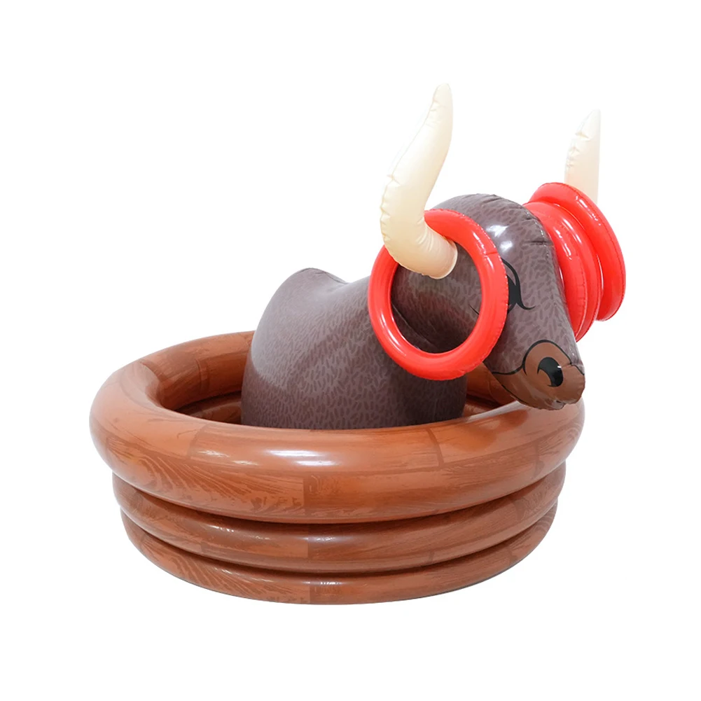 

Inflatable Water Bull Cooler Multifunctional Pool Inflatable Drinks Holder with 4 Rings Floating Cup Holder for Beach Time Spa