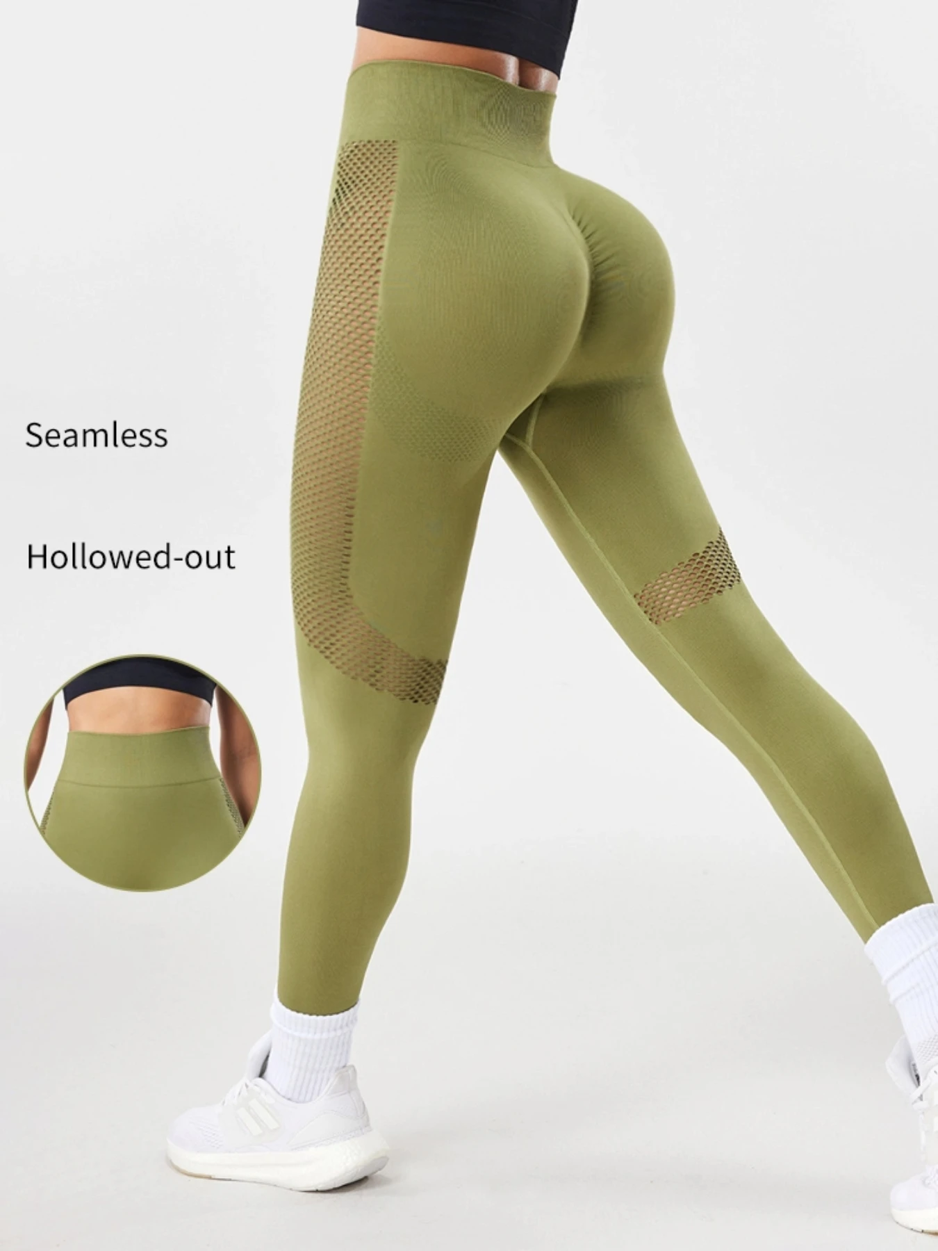

Women's Seamless Side Hollow Yoga Pants High Waist Push Up Stretch Leggings Sports Fitness Casual Comfortable And Tight Pants