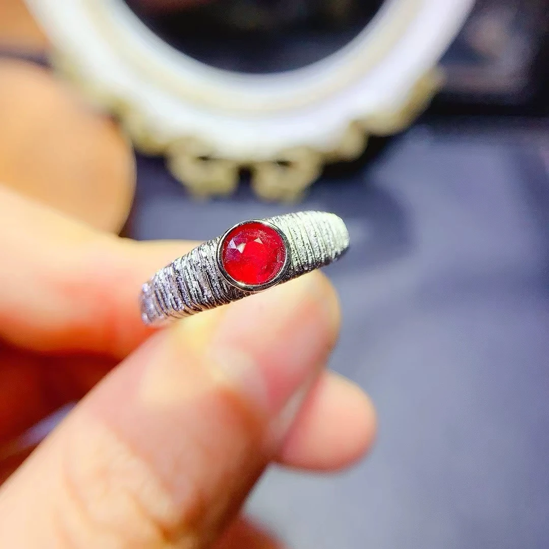 KJJEAXCMY Natural Ruby Ring S925 silver , electroplated locking color process, high clarity Full of luster Support testing