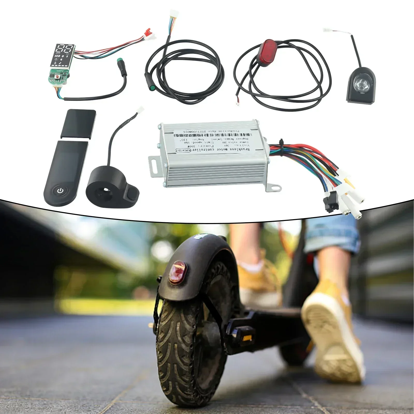 Electric Scooter Motherboard Upgrade Set 36V 15A Controller Dashboard Lights Brake Complete Replacement Parts For 350W Scooters