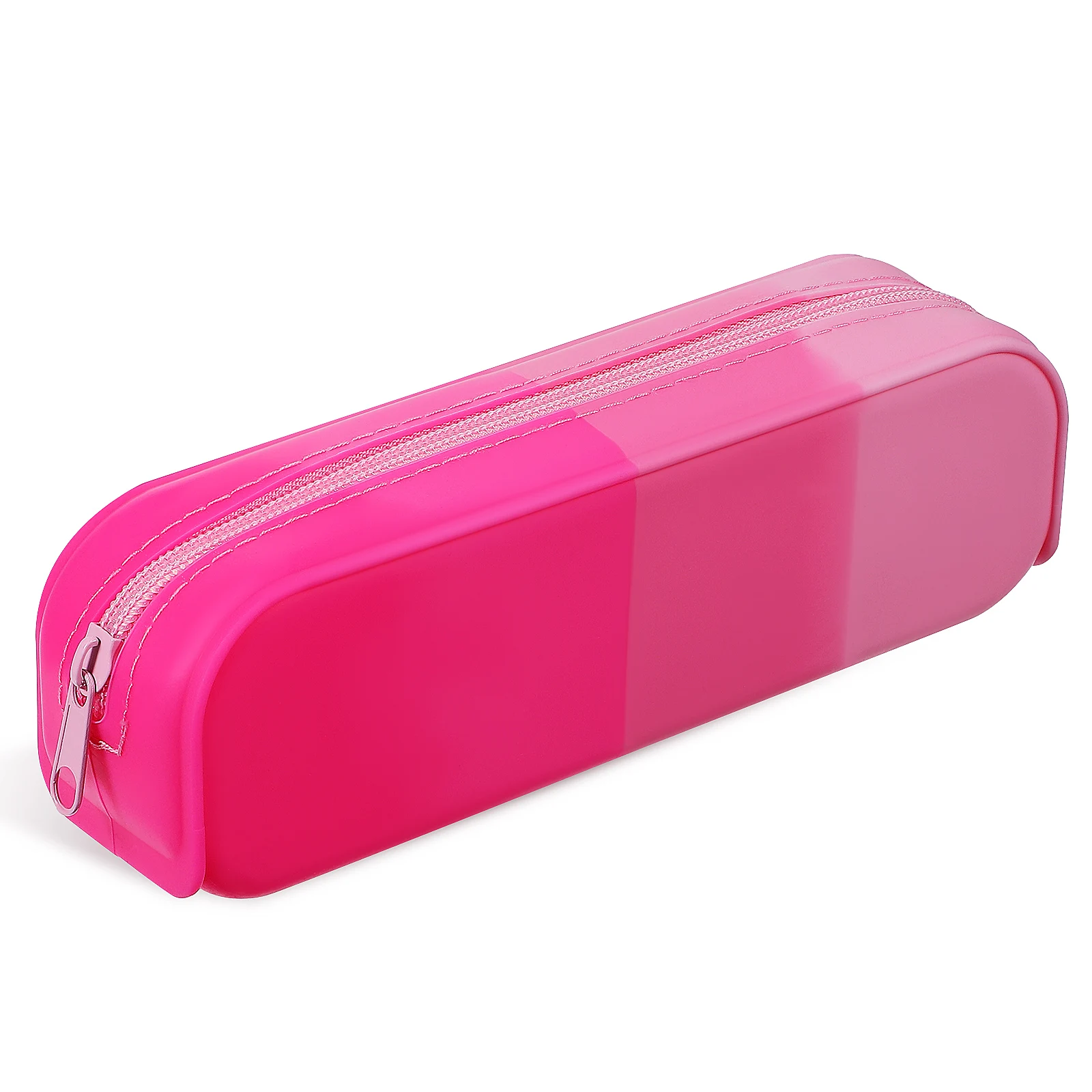 

1pcs Pink Pencil Slim Stationery Bag Large Capacity Make up Brush Storage Box Silicone Plastic Makeup Brush Holder Organizer