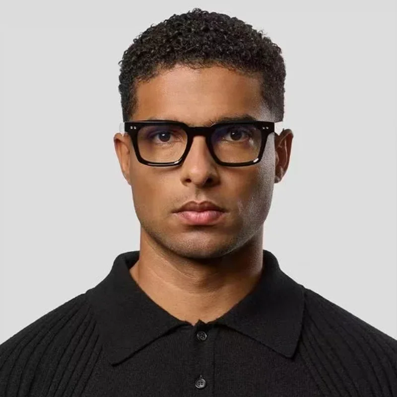 

Classical Vintage Matte Black Square Eyeglasses Frame for Men Luxury Craft Acetate Optical Glasses Frame for Prescription l