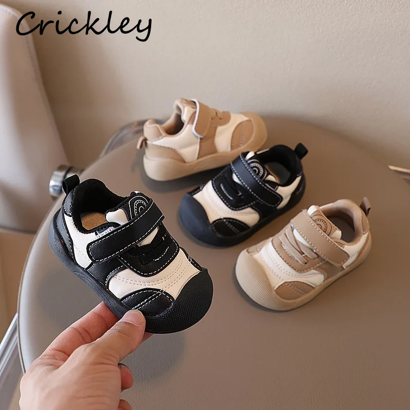 

Spring Autumn Patchwork Children Sneakers PU Hook Loop Baby Boys Girls Casual Shoes Soft Bottom Toddler Kids Sport Shoes