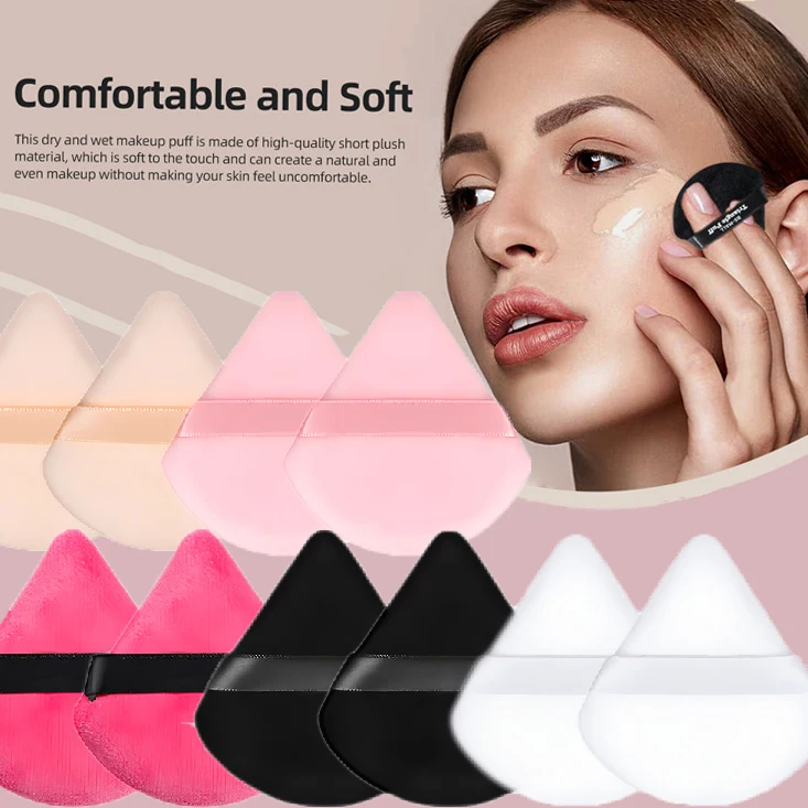 1/8Pcs Triangle Velvet Cosmetic Puff Make Up Loose Powder Application Sponges Face Contour Shadow Foundation Setting Makeup Puff