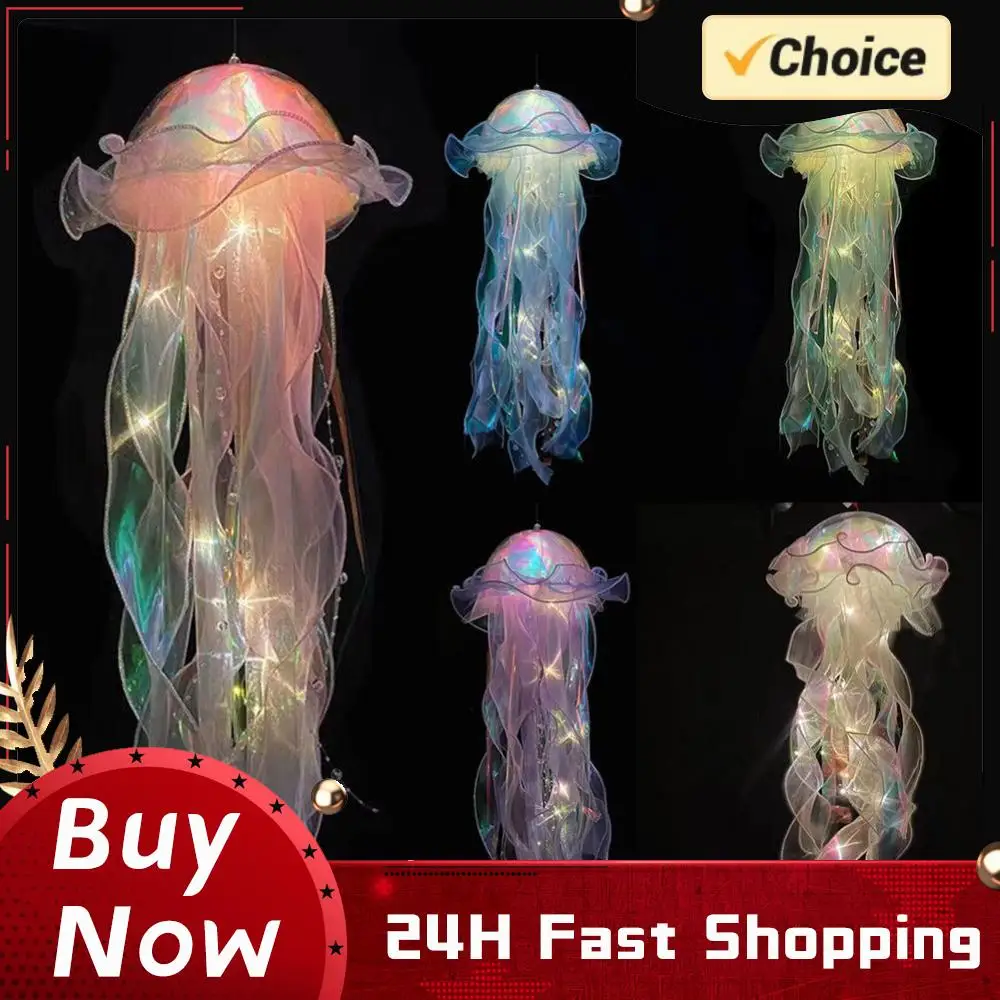 

Подвесной светильник-медуза с теплым светом, на батарейках, с лентой и бусинами, светодиодные лампы для детской спальни