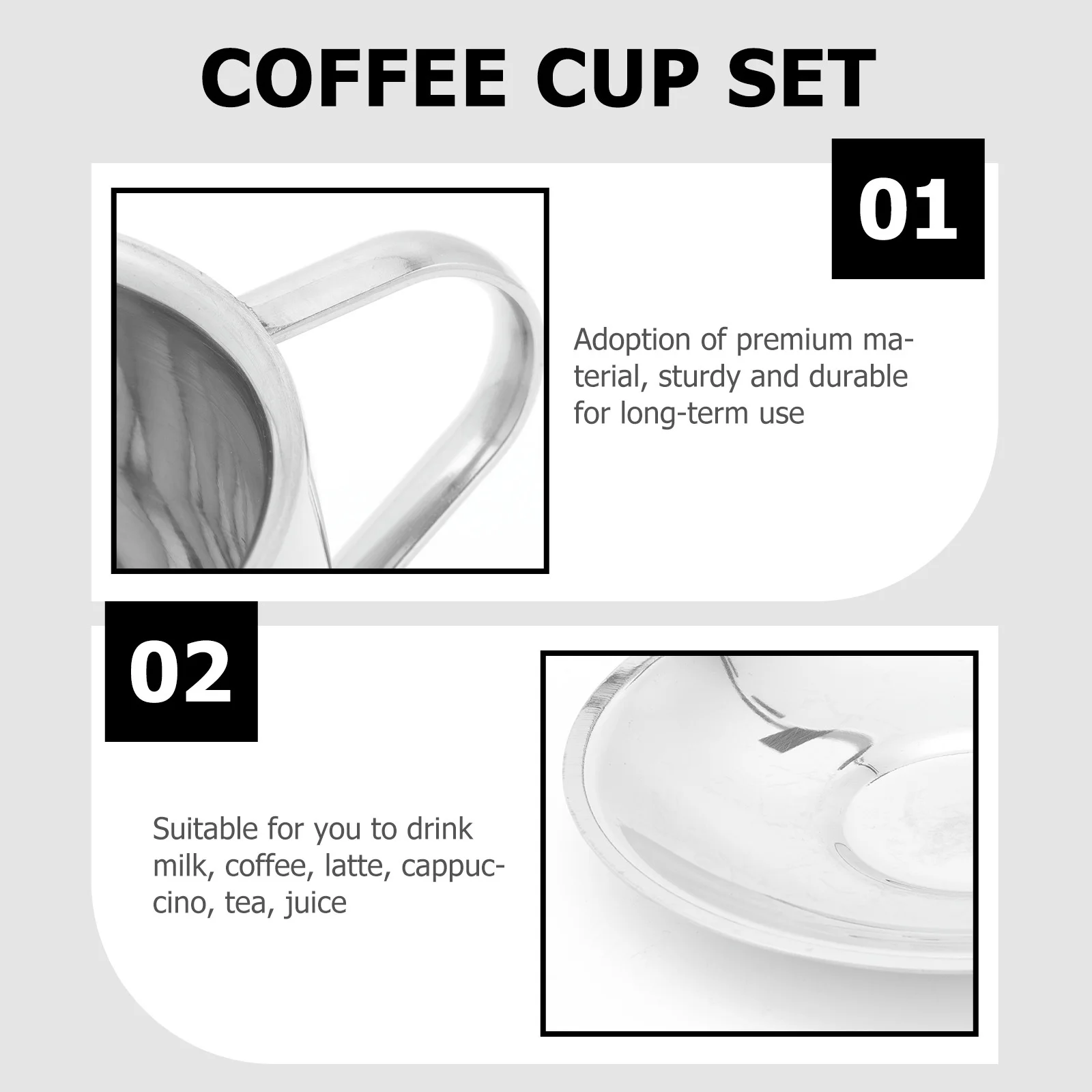 

1Set Coffee Mug Set Sturdy Long-Lasting Use Smooth Edge Safe Design Fashionable for Home Office Drinkware Decorative
