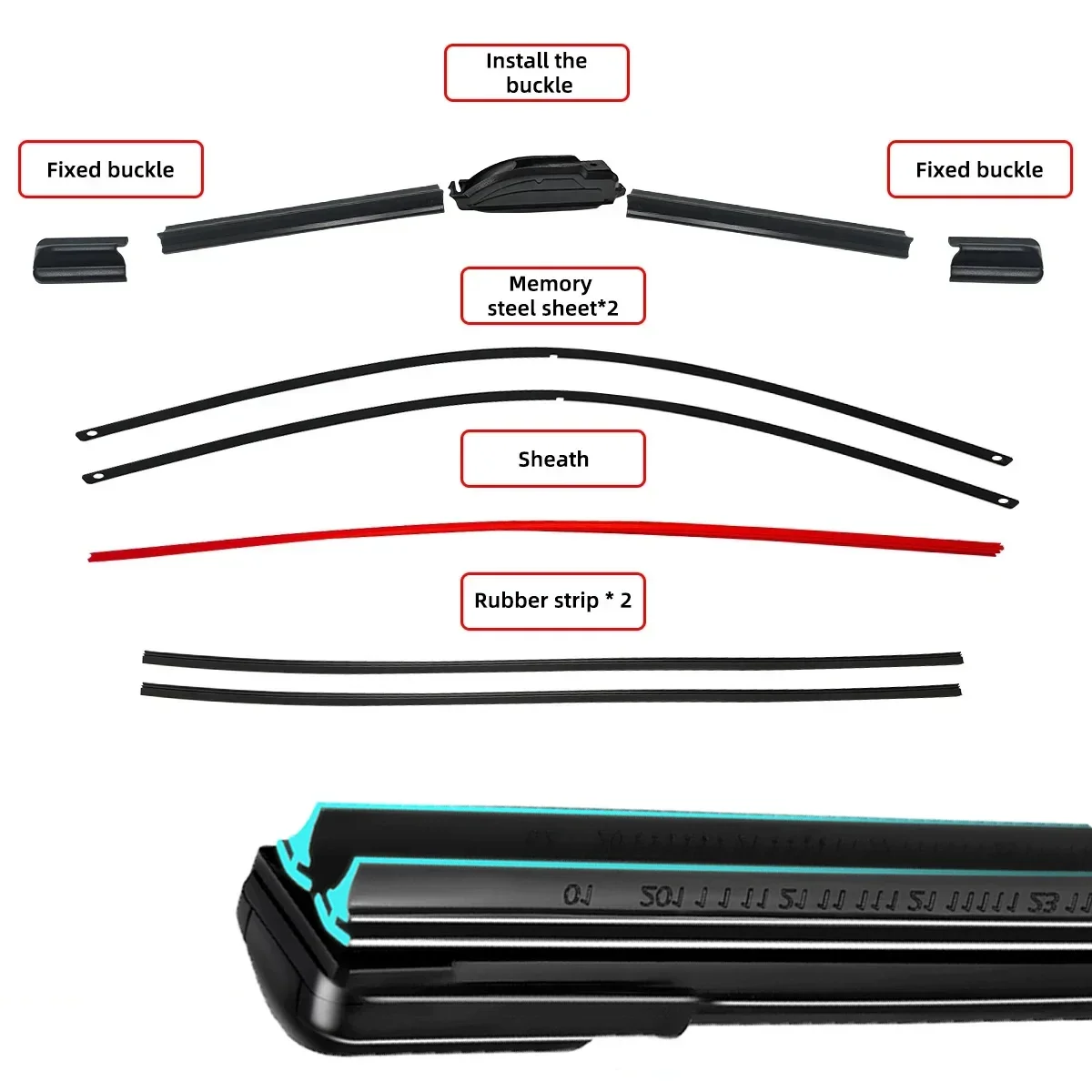 For Geely Binray Binrui 2017-2024 Car Windshield Wiper Blade Front Windscreen Brushes Washer Window Cleaning Replacement Parts