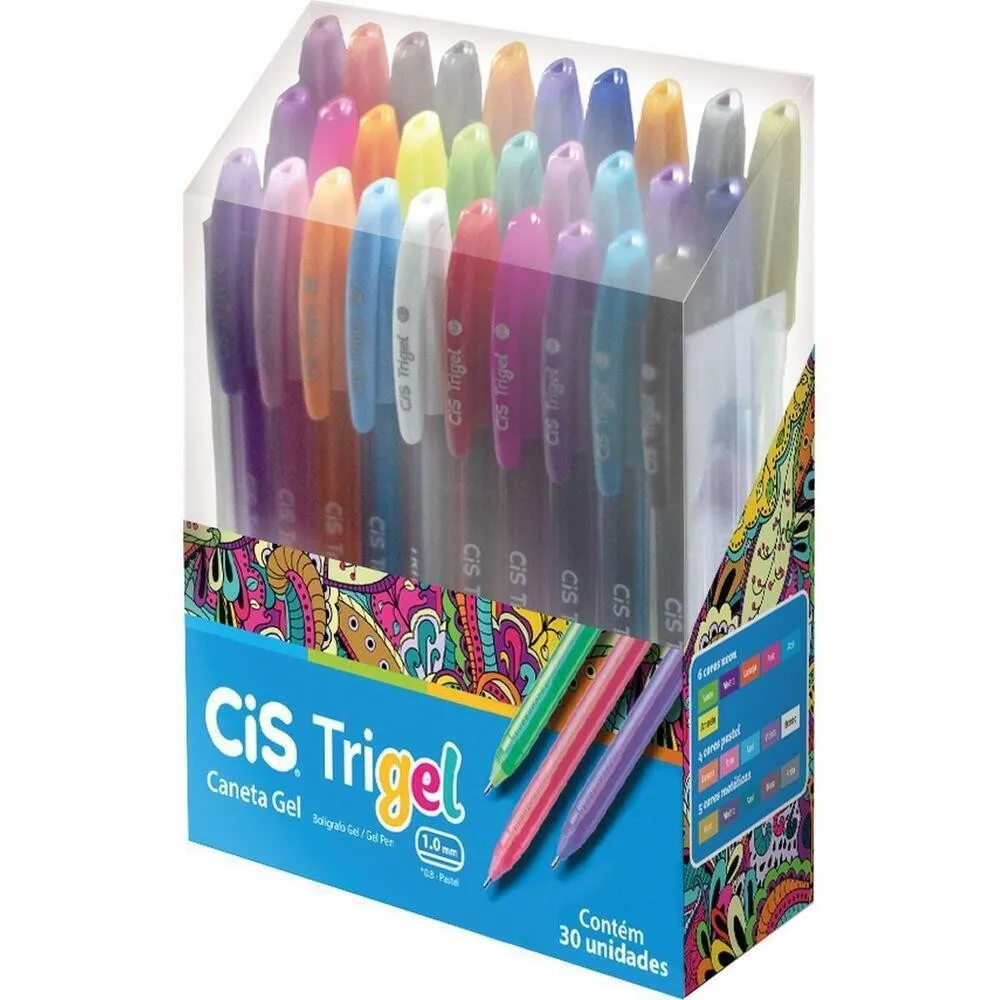 Caneta Gel Trigel 1.0mm Em 30 Cores Para Estudantes E Profissionais Ferramenta De Escrita E Desenho