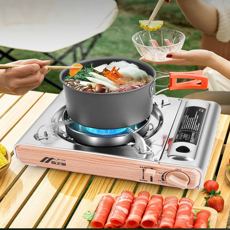 2900W Stainless Steel Cassette Furnace Outdoor Portable Camping Gas Stove BBQ Tourist Gas Burner with Storage Box Picnic Cooker