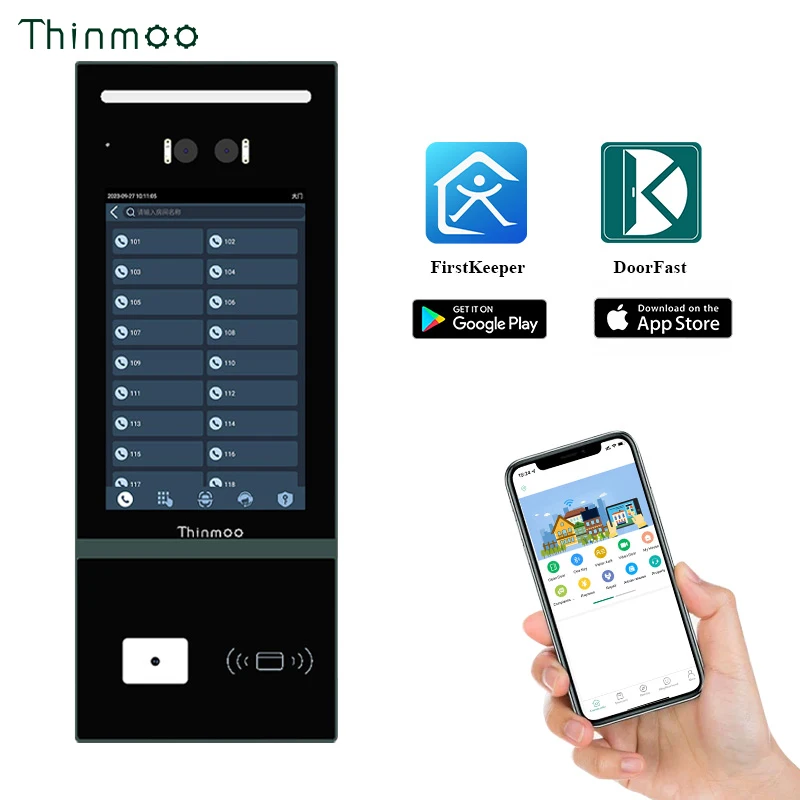 Thinmoo Android Video intercom Face Recognition 8Inch Door Phone Custom for Multi-apartment