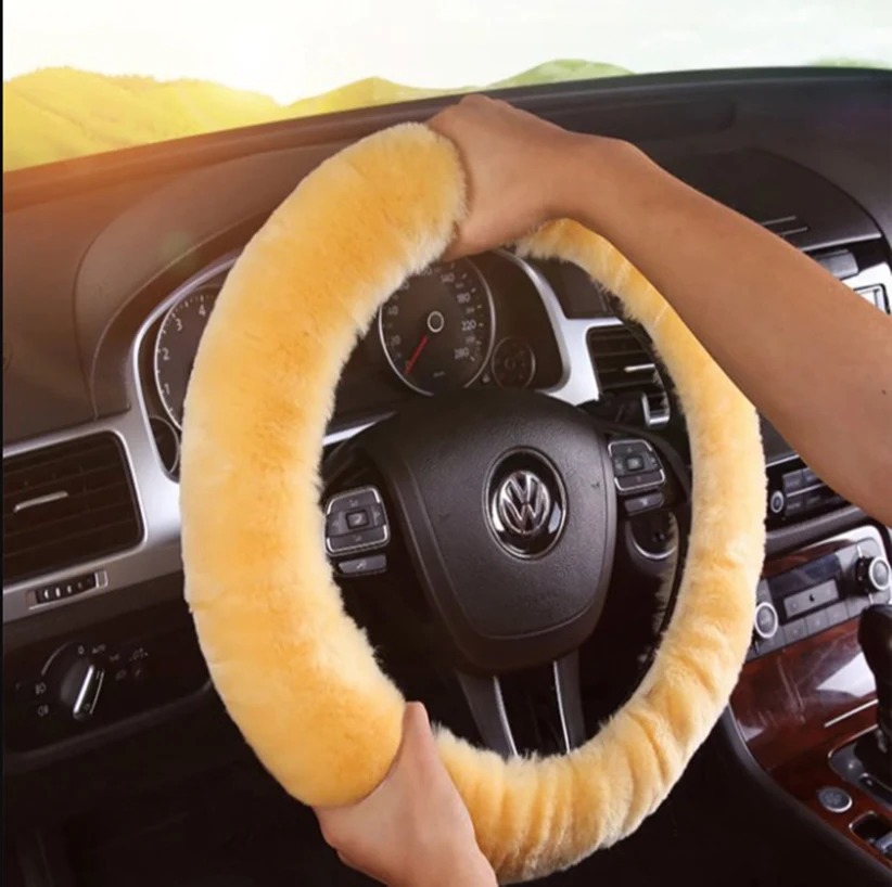 1pcs Australian Sheepskin Car Wheel Covers Vehicle Braid On The Steering Wheel Protector Unviersal