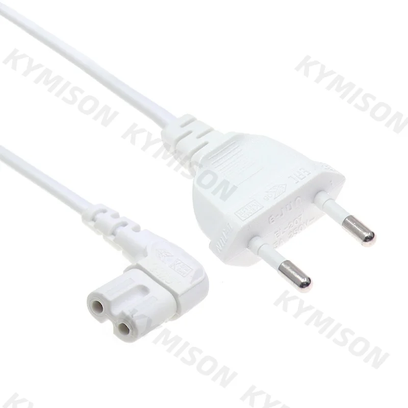 EU Euro Power Cabo de Extensão, 2 Prong Plug para IEC320 C7 Figura 8, Adaptador de ângulo, Samsung, Philips, Sony, TV LED, 2m, 3m, 5m