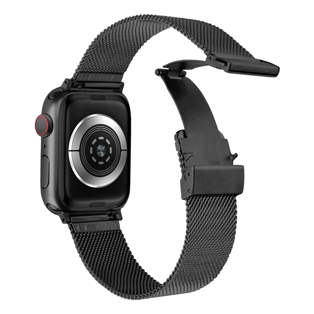 Bracelete de Metal para Apple Watch, Ultra 49mm, 10, 46mm, 42mm, 9, 8, 7, 45mm, 41mm, Fivela Borboleta, Faixa Respirável para iWatch 6, 5, SE, 44 milímetros, 40 milímetros