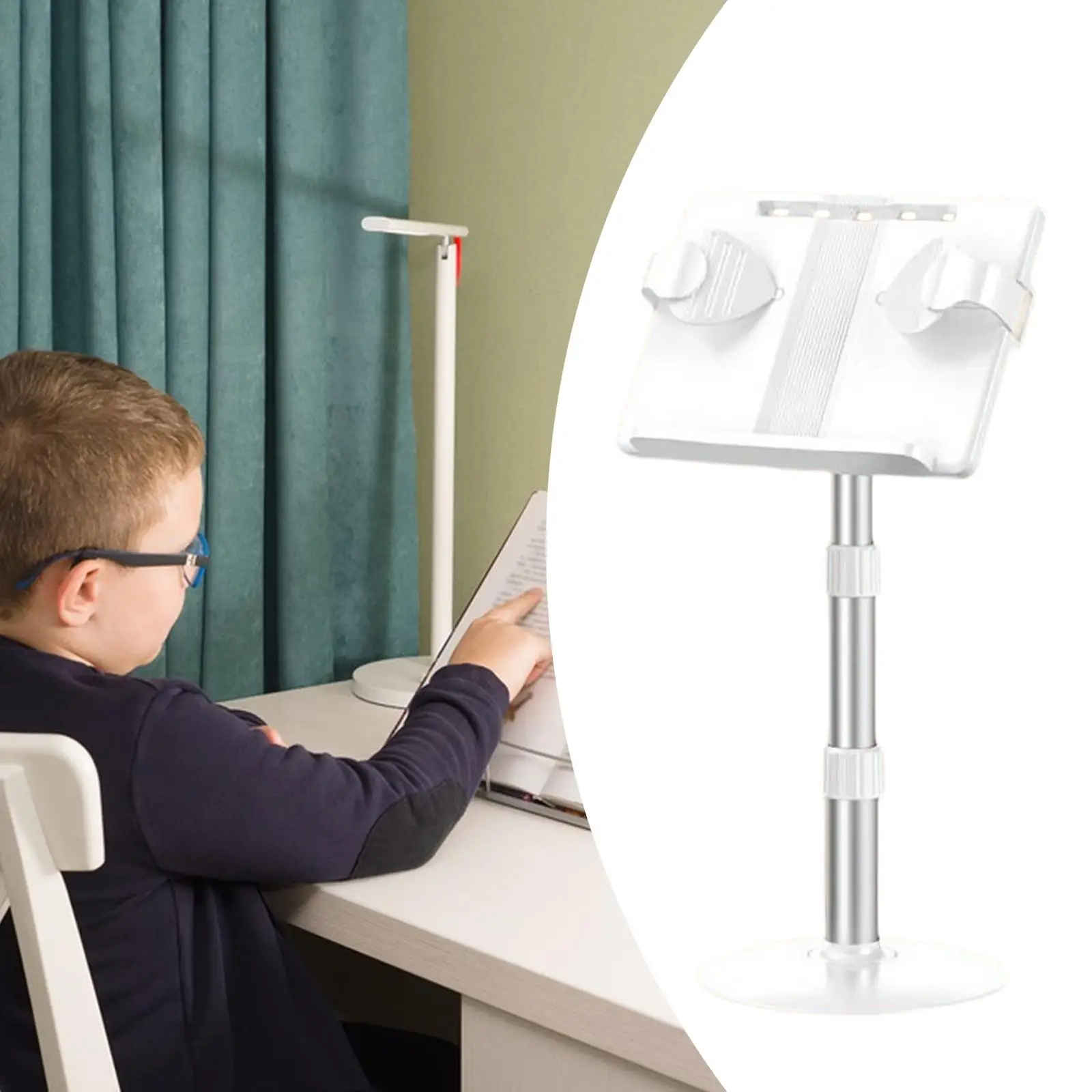 

Напольная подставка для книг, держатель для чтения книг, портативная металлическая опора, регулируемая высота для листов, рецептов, спальни, деловой работы