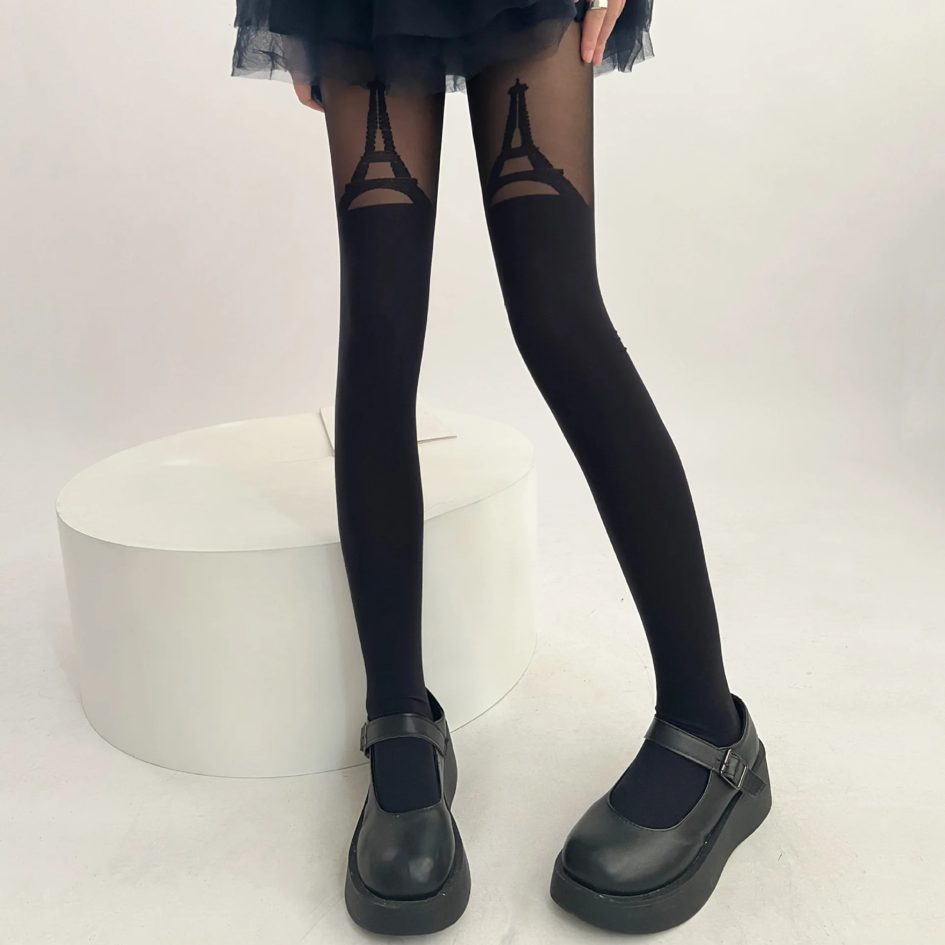 Lolita Dark Punk Gothic Black Silk Stockings Maid Cosplay Costumes Accessories Breakage Girl Pierced Tights Socks