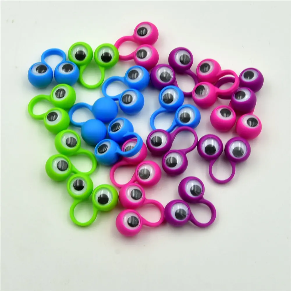 10 sztuk / partia Plastikowe pierścienie Google Eye Finger Puppe z wiggle Eyes Spies na przyjęcie urodzinowe dla dzieci Gagi i praktyczne dowcipy Zabawka prezentowa