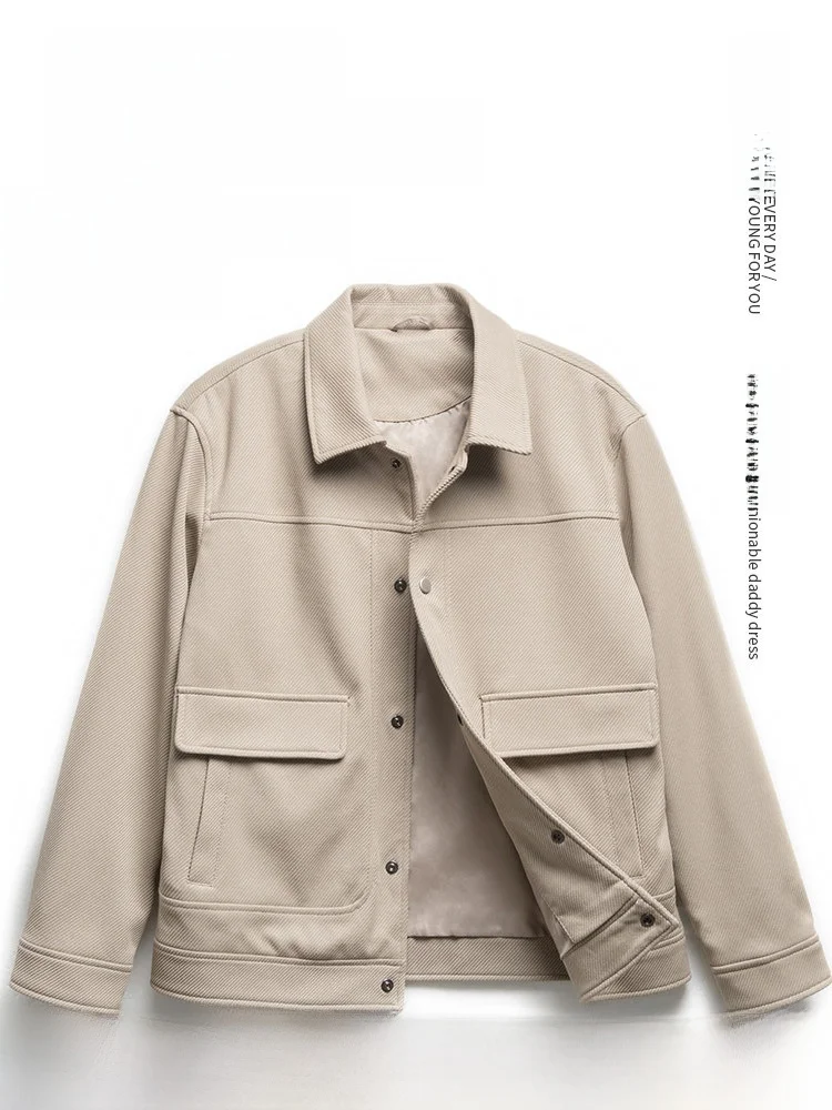 

Мужская свободная рабочая куртка для весны и осени, модная городская повседневная верхняя одежда для мужчин среднего возраста, из полиэстера, с длинными рукавами