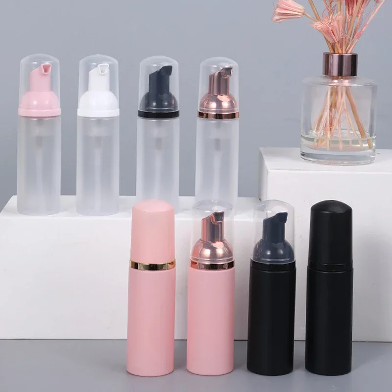 10Pcs 50ml Refillable Foam Pump Bottles Empty Shampoo Cleanser Soap Containers Portable Frosted Mousse Sample Bottles For Travel