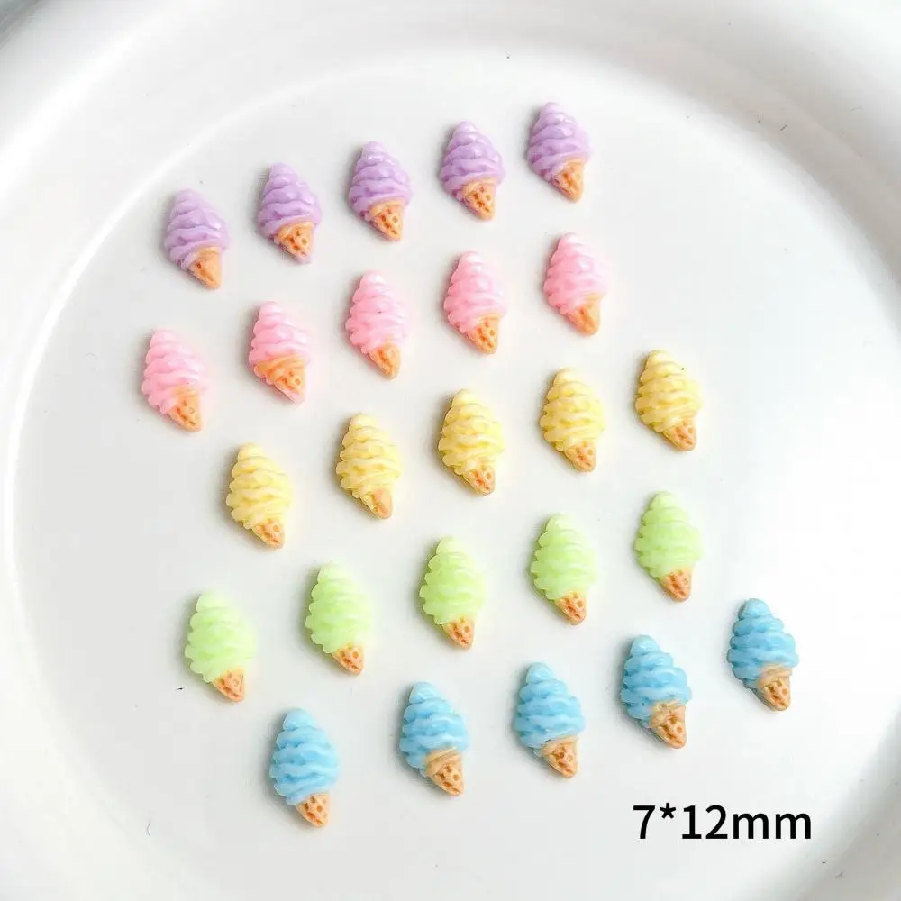 Kawaii Simulated Solid Color Ice-cream Nail Art Charms Creative Luminous Cone Resin Nail Decorations for DIY Phone Case Nails