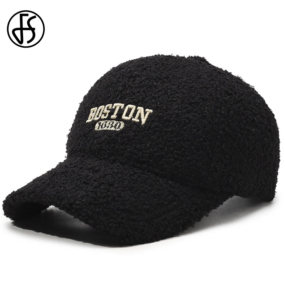 

FS Trendy Korean Winter Baseball Cap For Men Warm Plush Women Hats Letter Embroidery Face Caps Casual Thicken Windproof Dad Hat