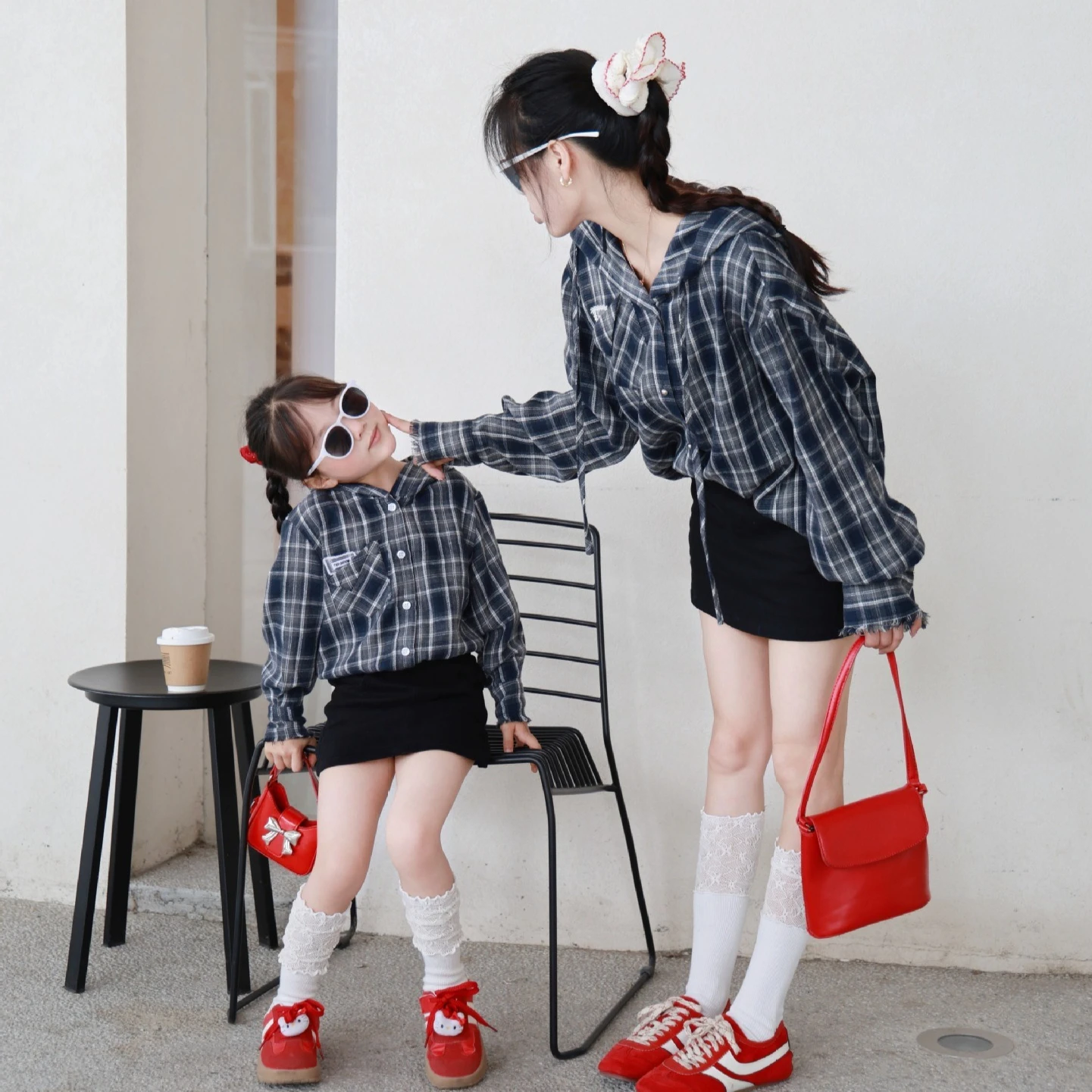 

Mommy and Me Matching Outfits Hooded Plaid Shirts Women Baby Girl Long Sleeve Casual Tops Like Mother Like Daughter Twin Clothes
