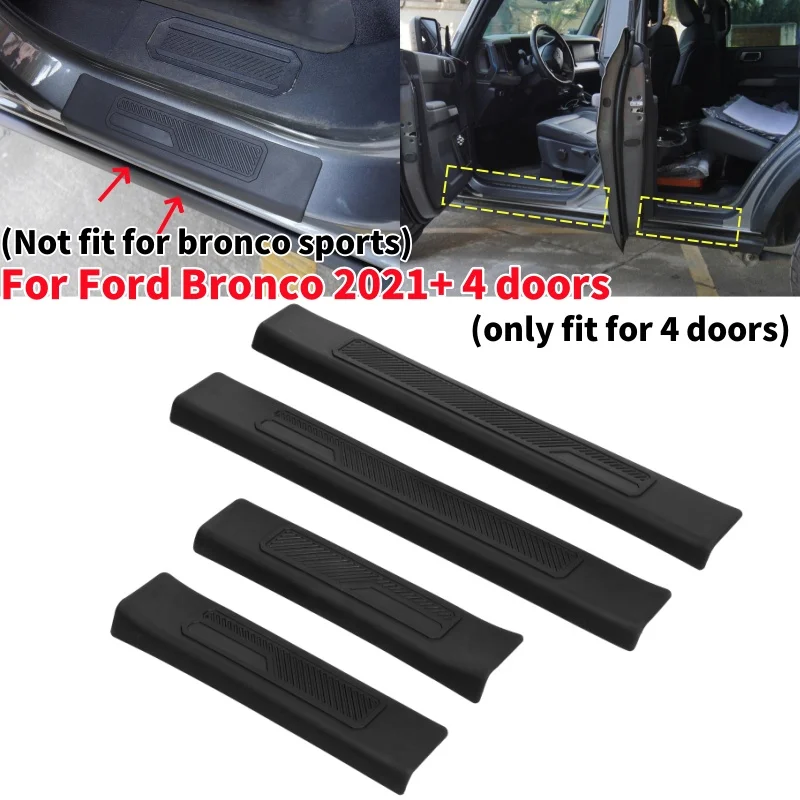 

Black Car Threshold Protection Plate Door Sill Protection Board for Ford Bronco 4 Door 2021+