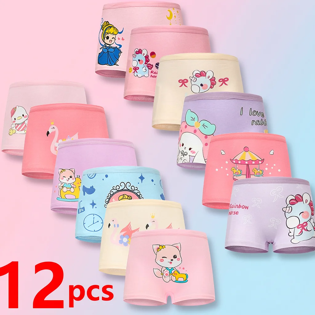 Girls Cotton Panties 1/4/8/12 Pcs Children Girls Panties Sets Cotton Pretty Cute Cartoon Unicorn Print Child Underwear for Girl Kid Boxer Breathable