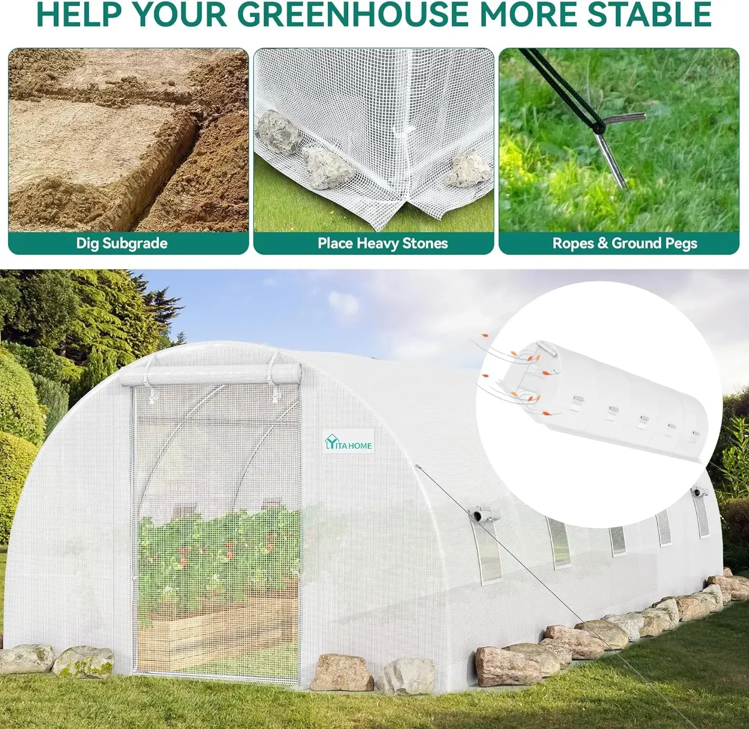 #For 26'x10'x6.5' Greenhouses Heavy Duty Large Greenhouses Walk in Green Houses Tunnel Green House Outdoor Gardening Upgraded&