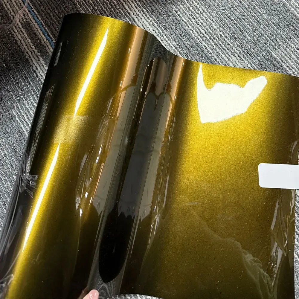 10/50cm x152cm High Quality Gloss Matellic Midnight Gold PET Car Color Change Vinyl Wrap Film Self-Adhesive Motorcycle Car Decal